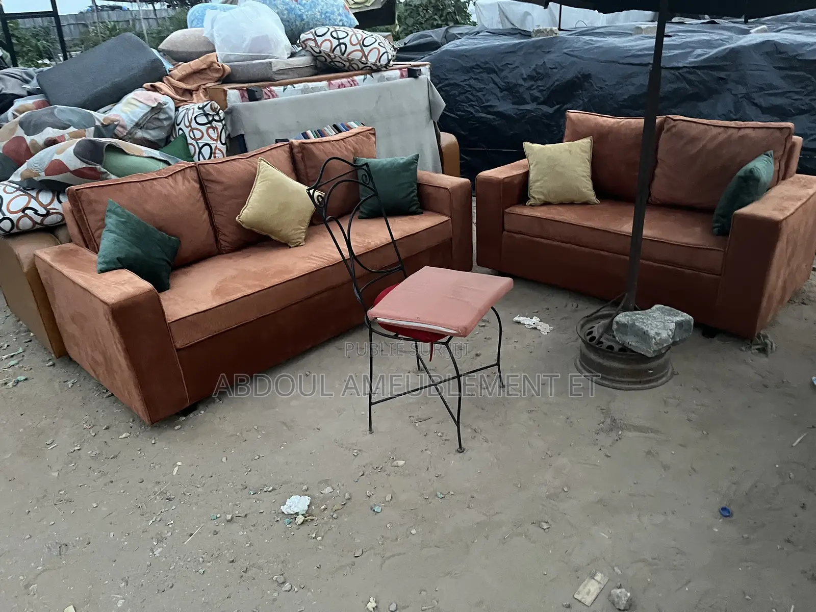 Salons en Angle Tissu Américain