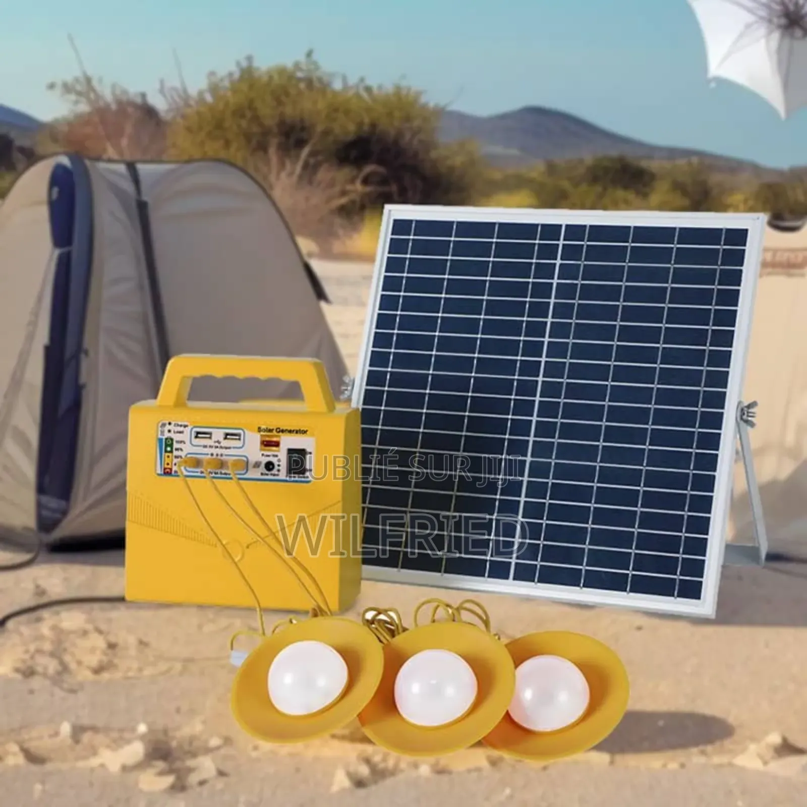 Générateur Solaire 20w -3ampoules-Radio-Port Usb Et Recharge Appareils
