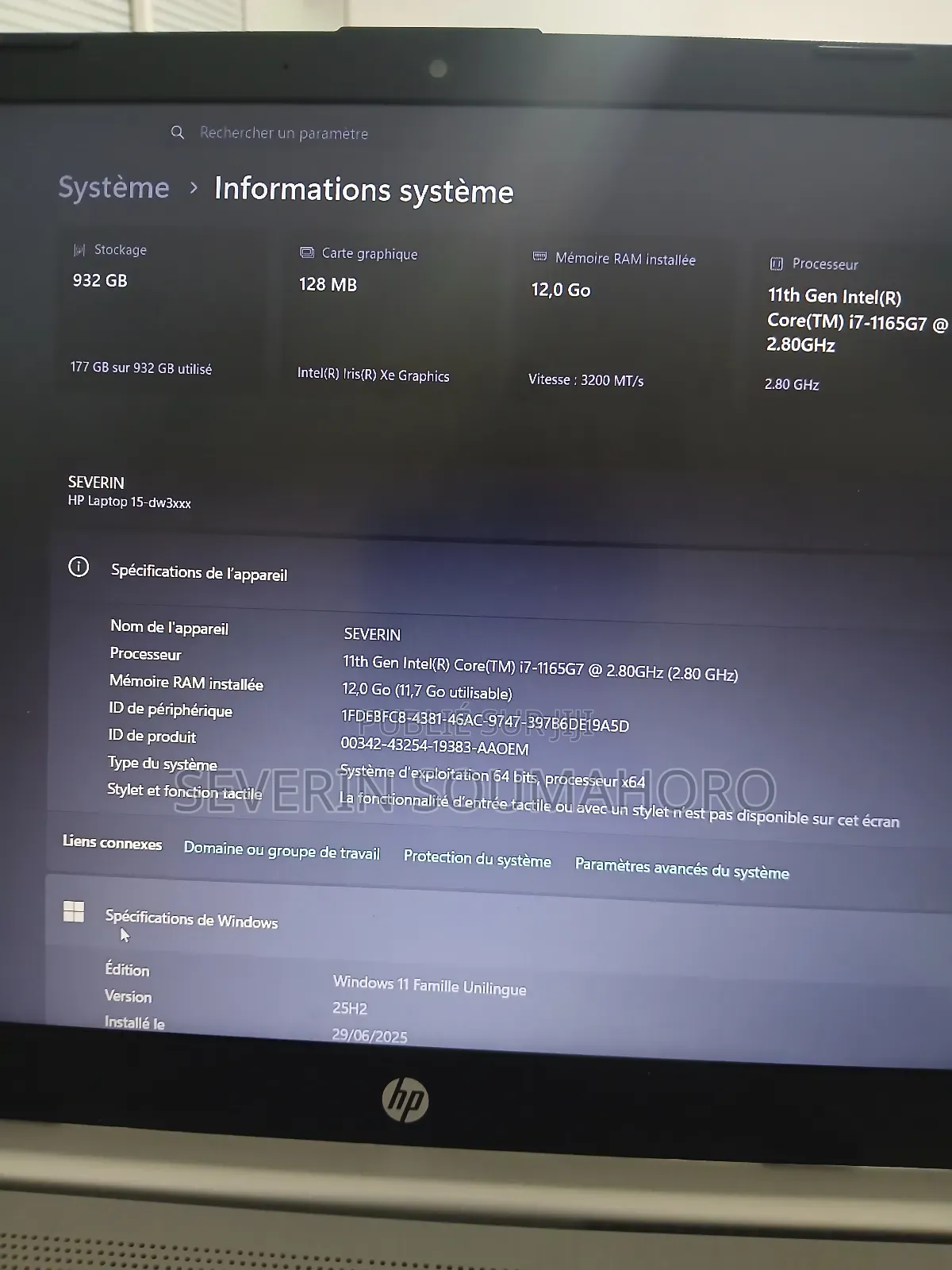 Ordinateur portable HP 15-dy1031wm 12GB Intel Core i7 HDD 1T