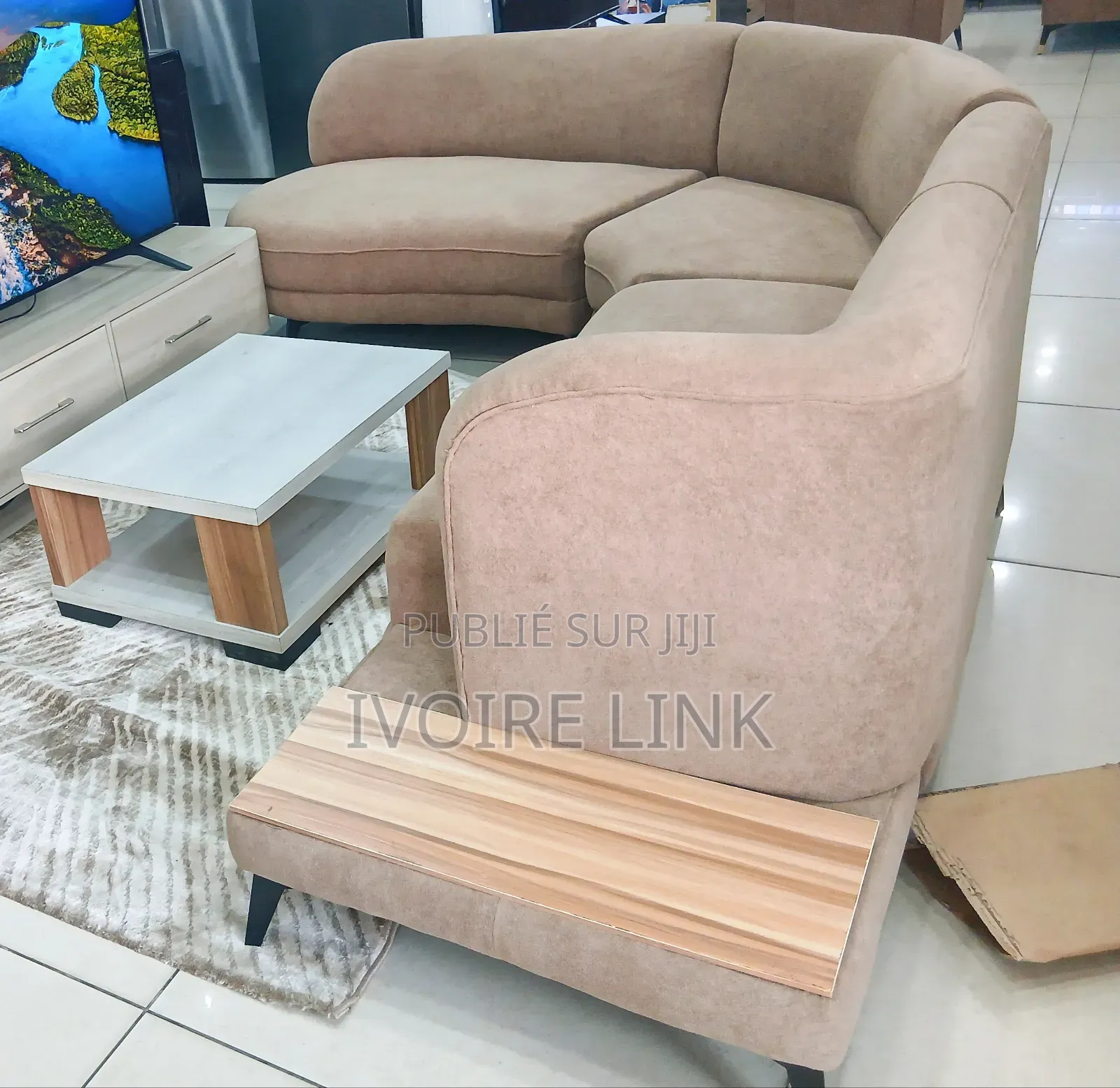 Canapé D'angle Premium Et Tapis Soft Wave