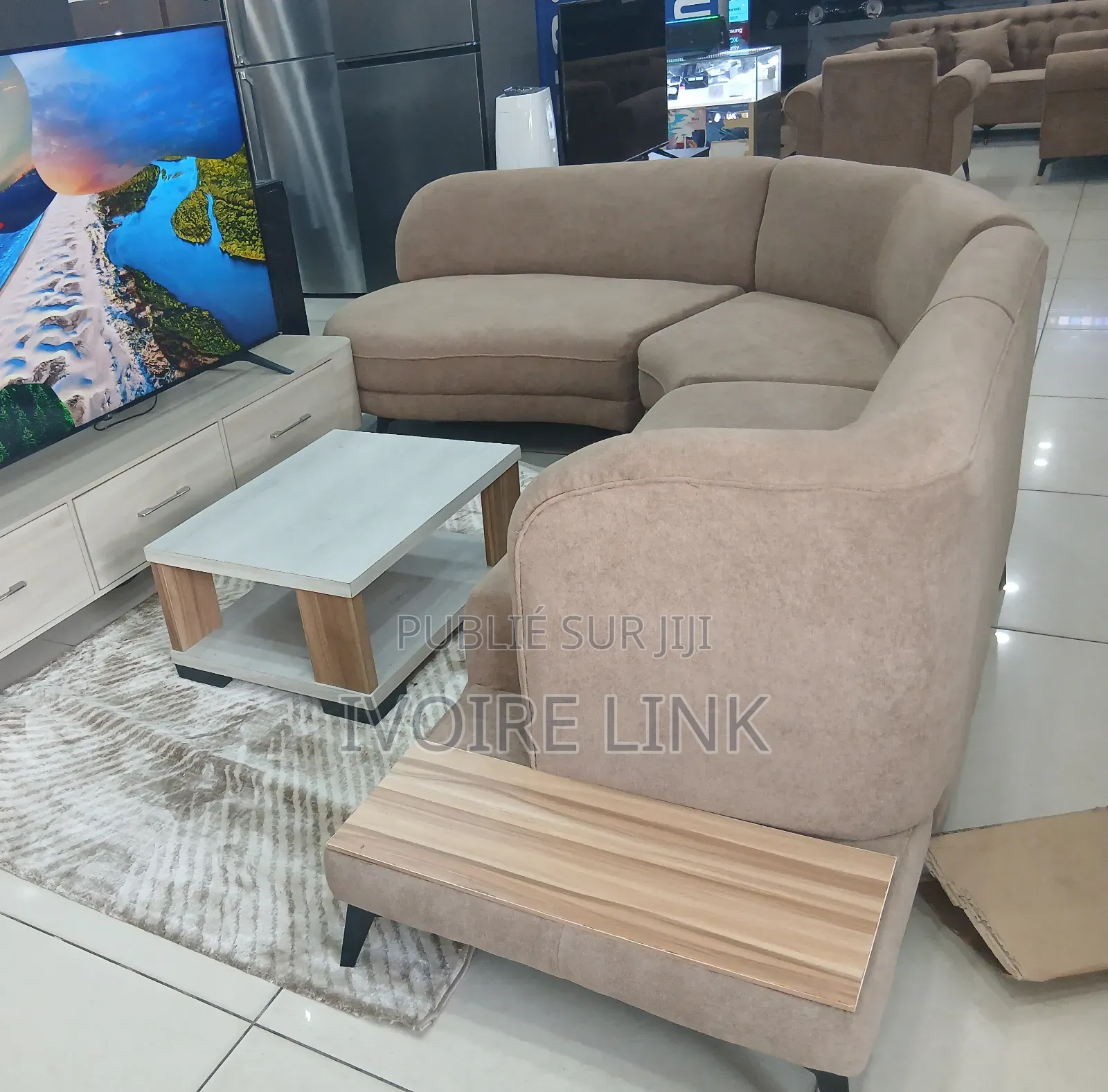 Canapé D'angle Premium Et Tapis Soft Wave