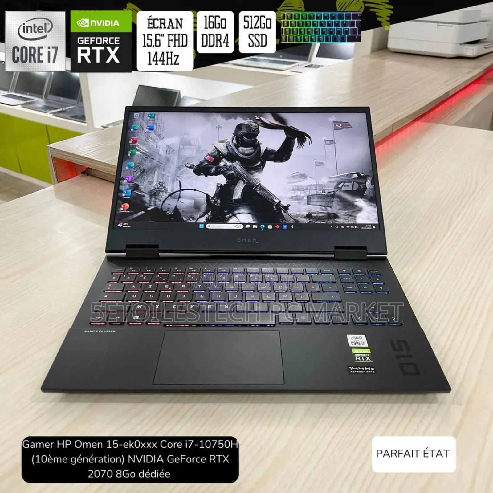 Nouveau Ordinateur portable HP Omen 15 16GB Intel Core i7 SSD 512GB