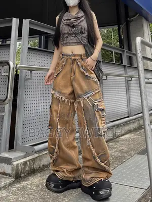 Pantalon Baggy Vintage- Streetwear Destroyed - Finitions Effilochées.​