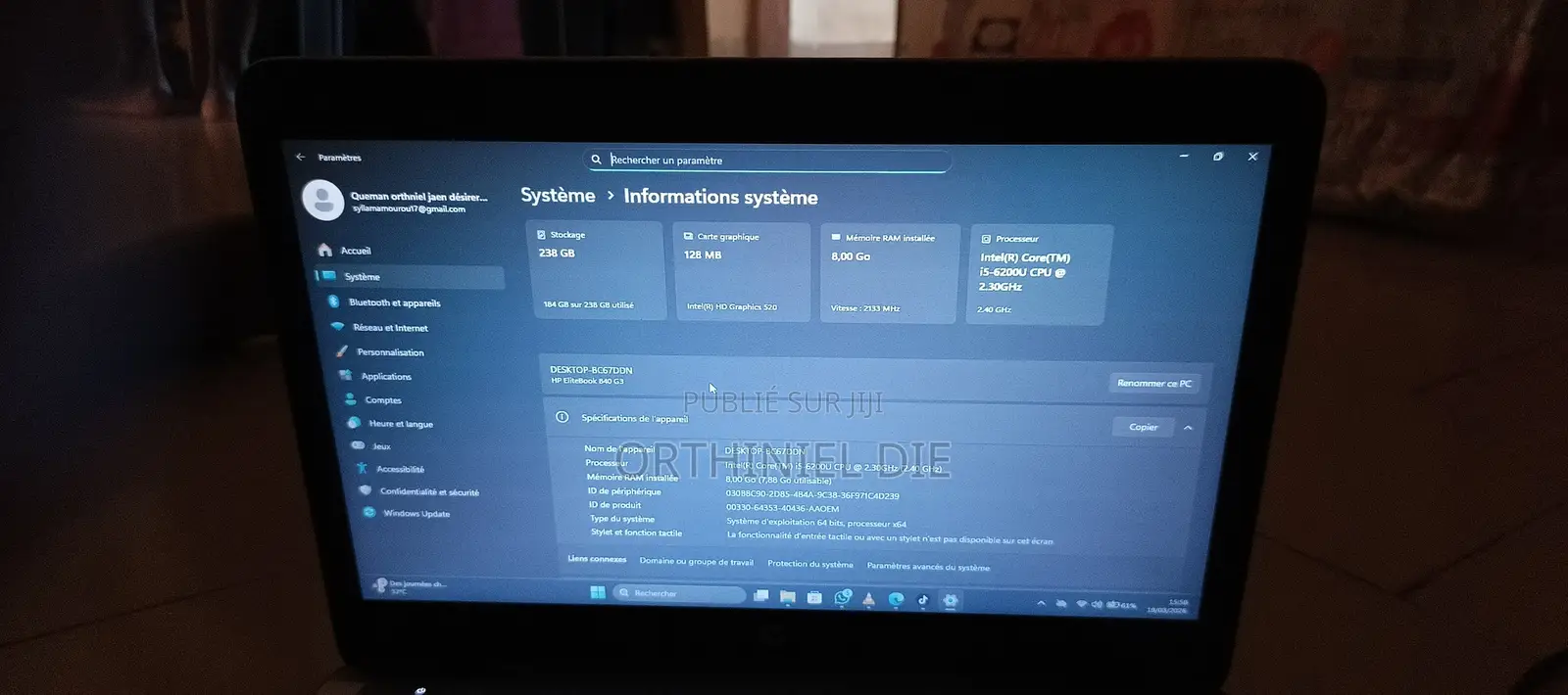 Ordinateur portable HP EliteBook 840 G3 8GB Intel Core i5 SSD 256GB