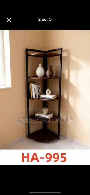 Étagère d'Angle en Bois Et Acier