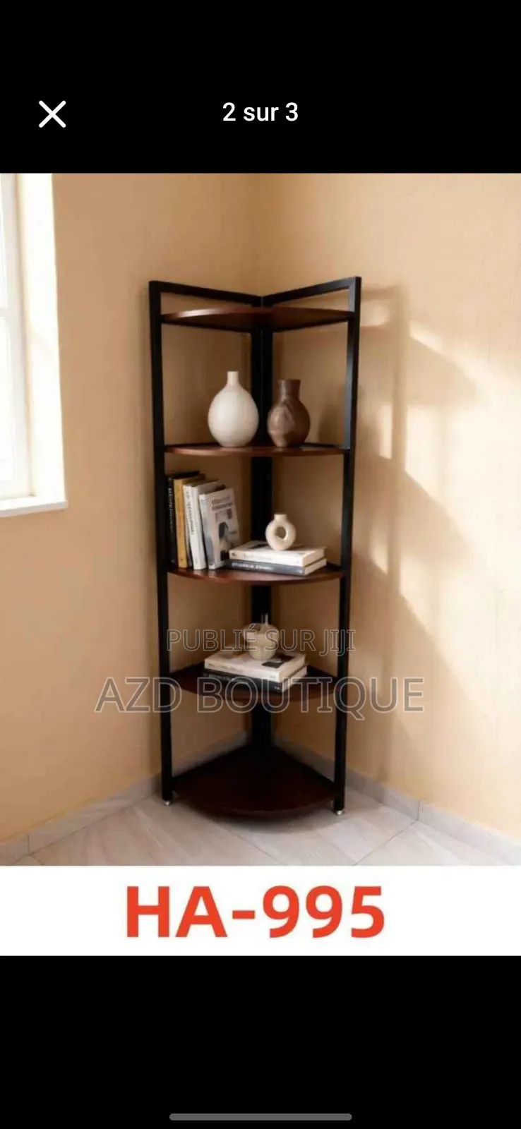 Étagère d'Angle en Bois Et Acier