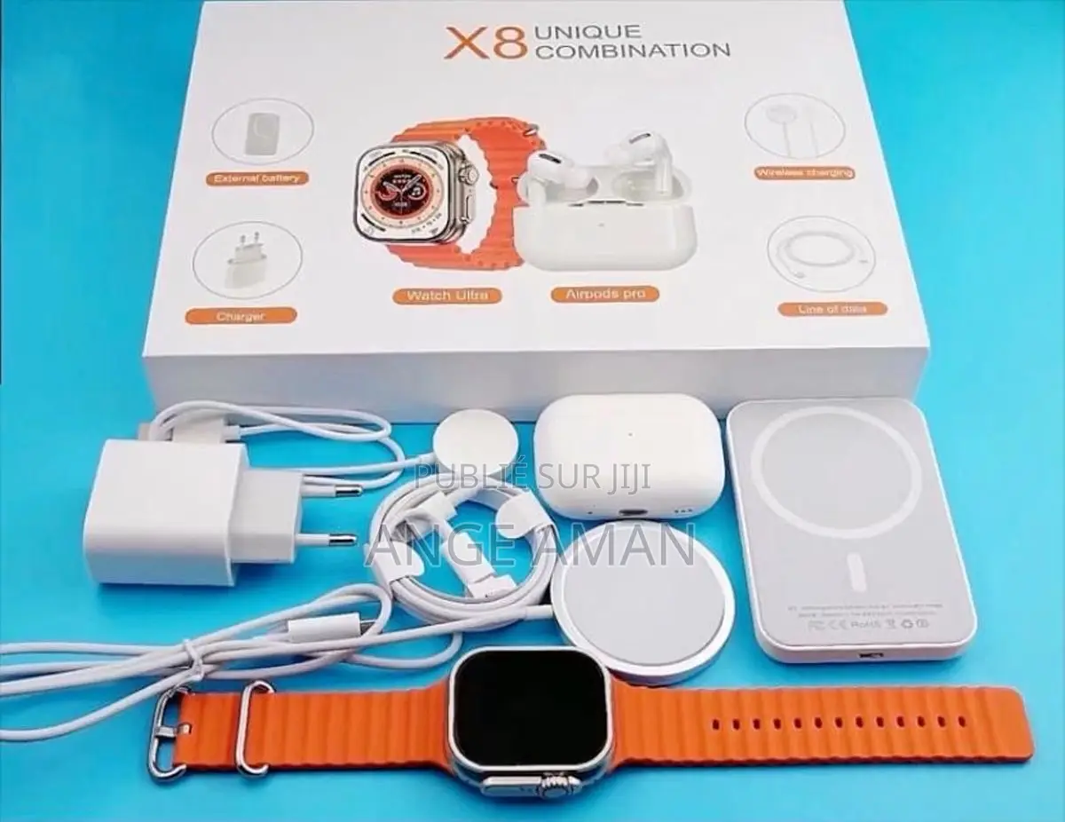 Pack X8 Smart Combo – Montre + Écouteurs + Chargeur Sans Fil
