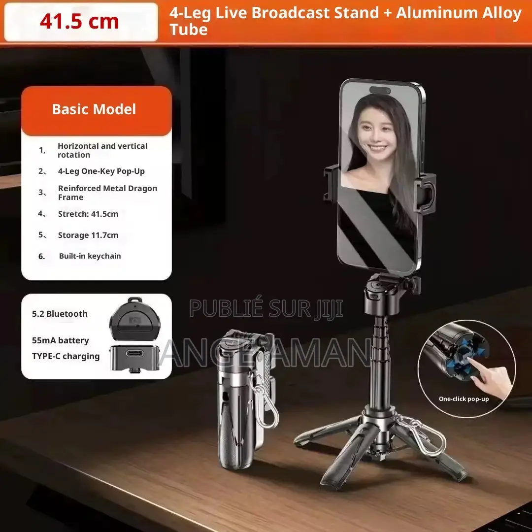 Mini Perche Selfie Multifonction – Trépied Bluetooth Avec Télécommande