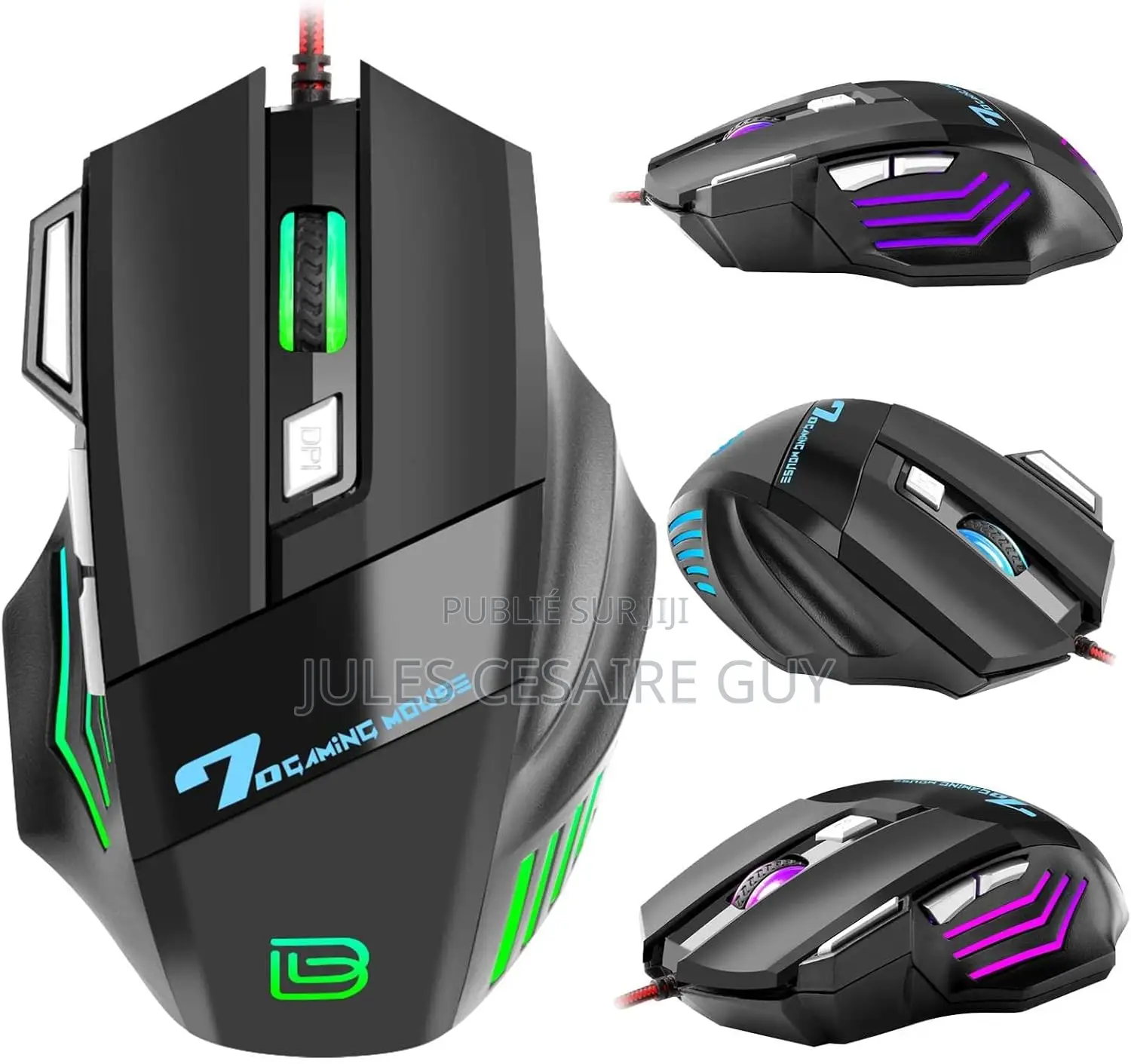 Souris De Jeu Filaire RGB Souris 7 Touches Ergonomiques 4 Dpi Réglable
