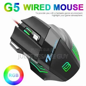 Souris De Jeu Filaire RGB Souris 7 Touches Ergonomiques 4 Dpi Réglable