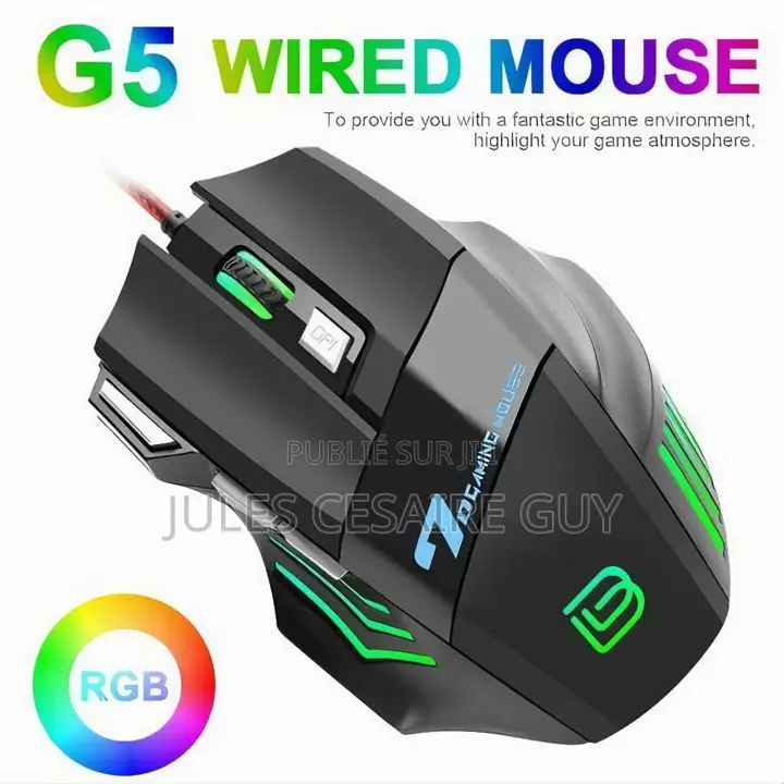Souris De Jeu Filaire RGB Souris 7 Touches Ergonomiques 4 Dpi Réglable