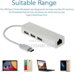 Usb 3.1 Type C Vers Rj45 Ethernet Avec 3 Ports Usb Hub