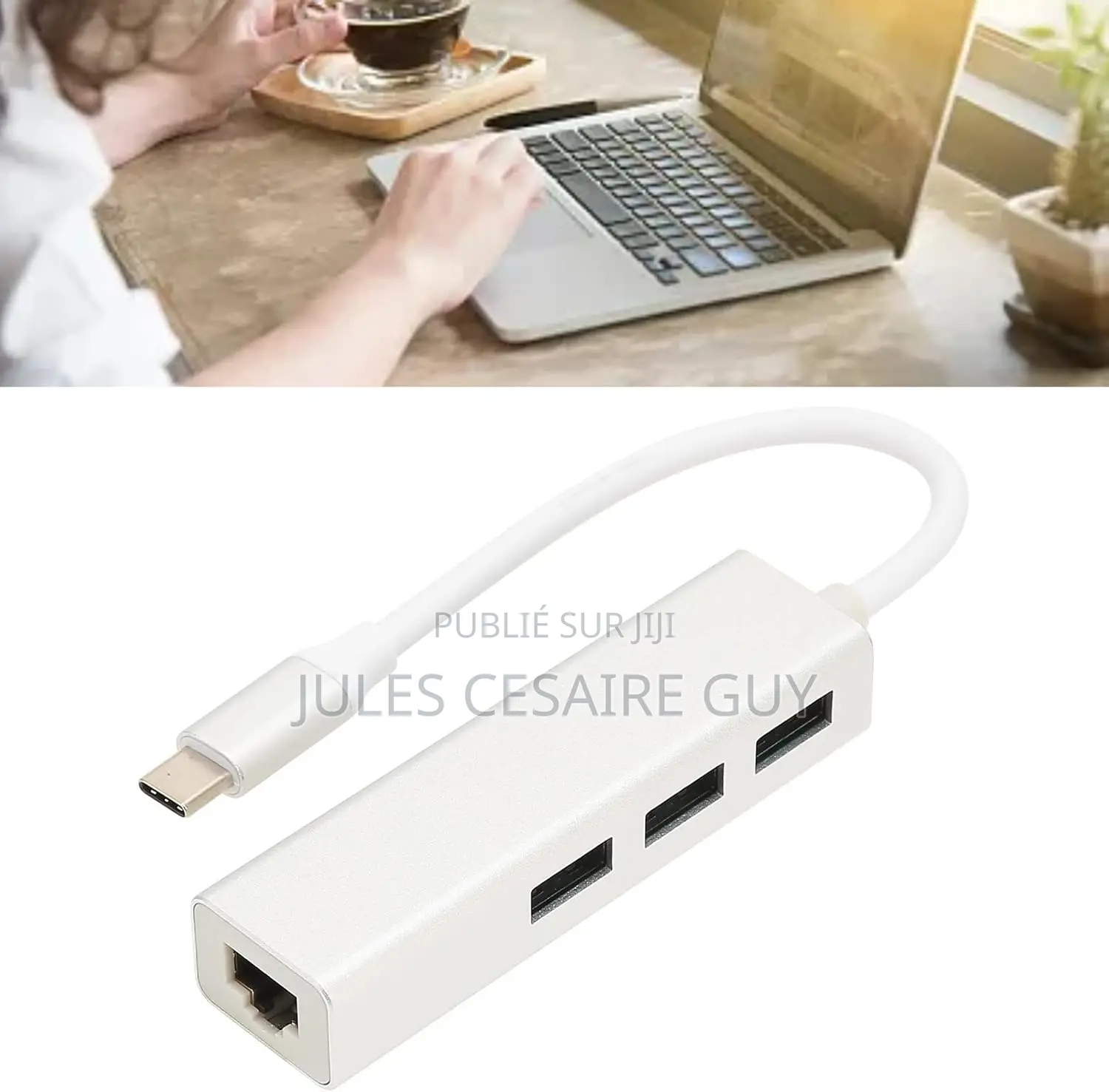 Usb 3.1 Type C Vers Rj45 Ethernet Avec 3 Ports Usb Hub