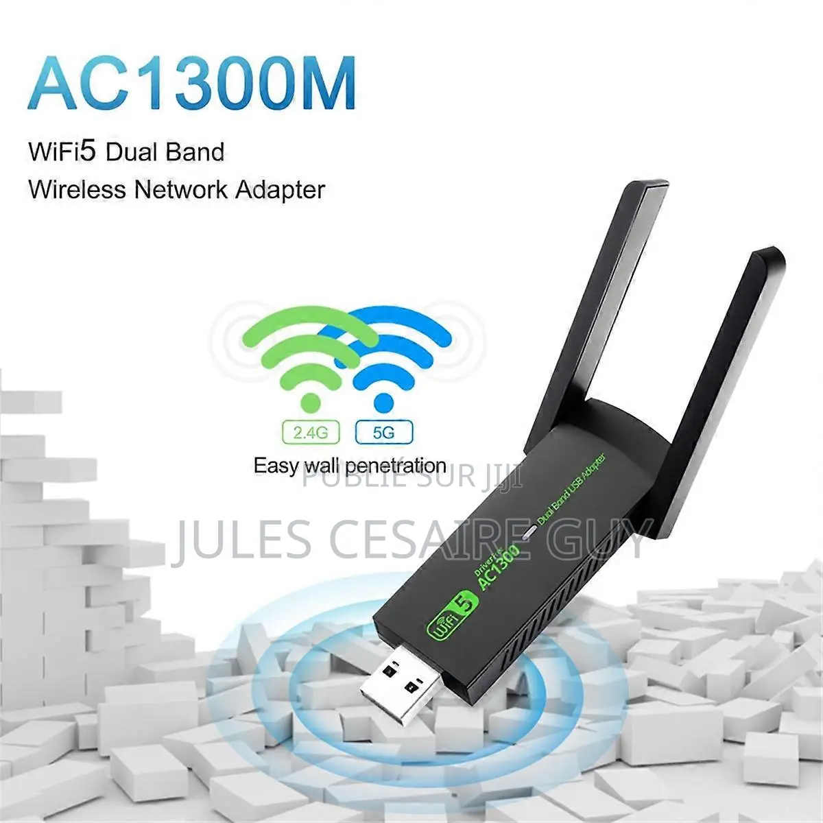 Adaptateur Usb Wifi Double Bande 1300mbps, Dongle Wi-Fi 2.4g + 5ghz