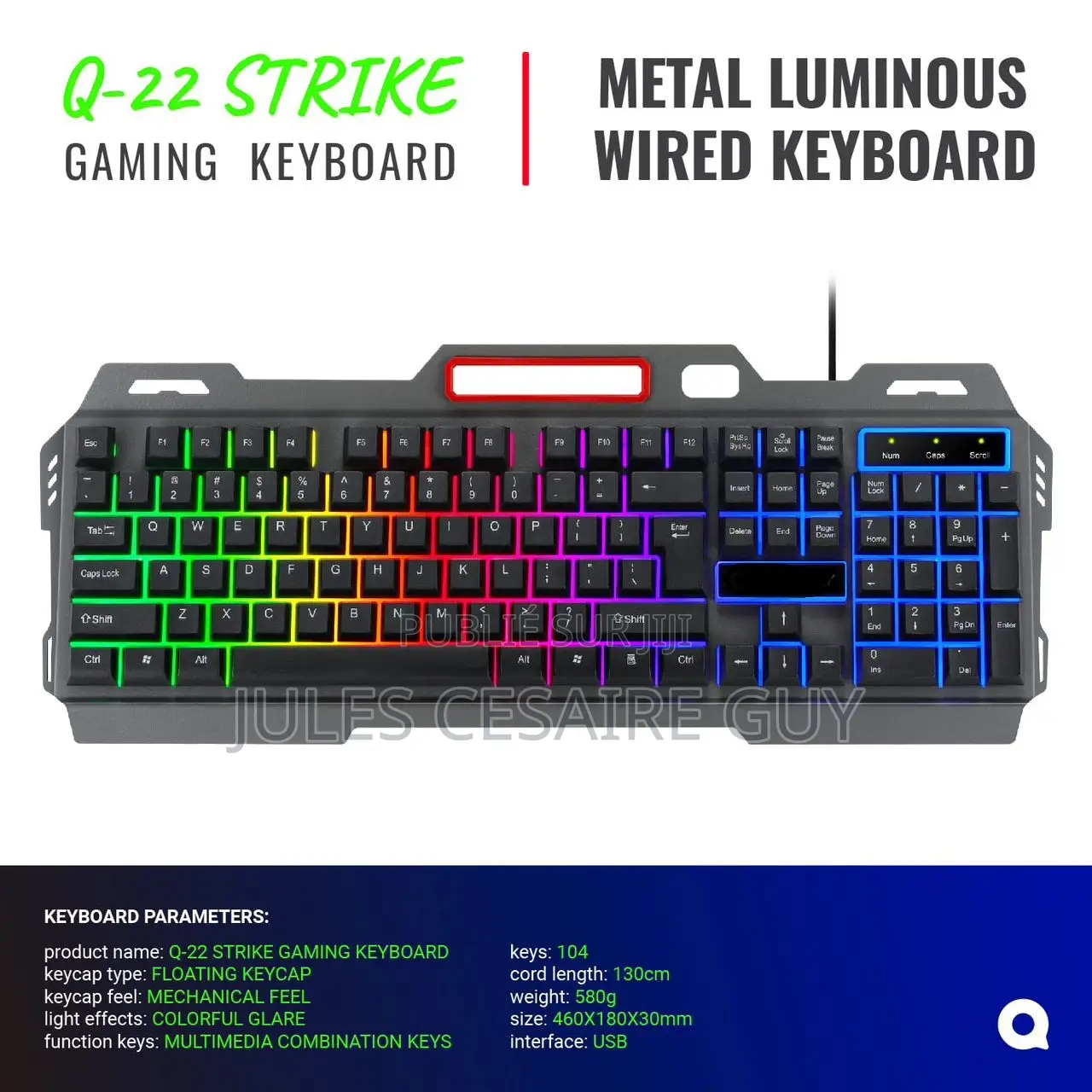 Clavier De Jeu Mécanique Usb RGB Bajeal