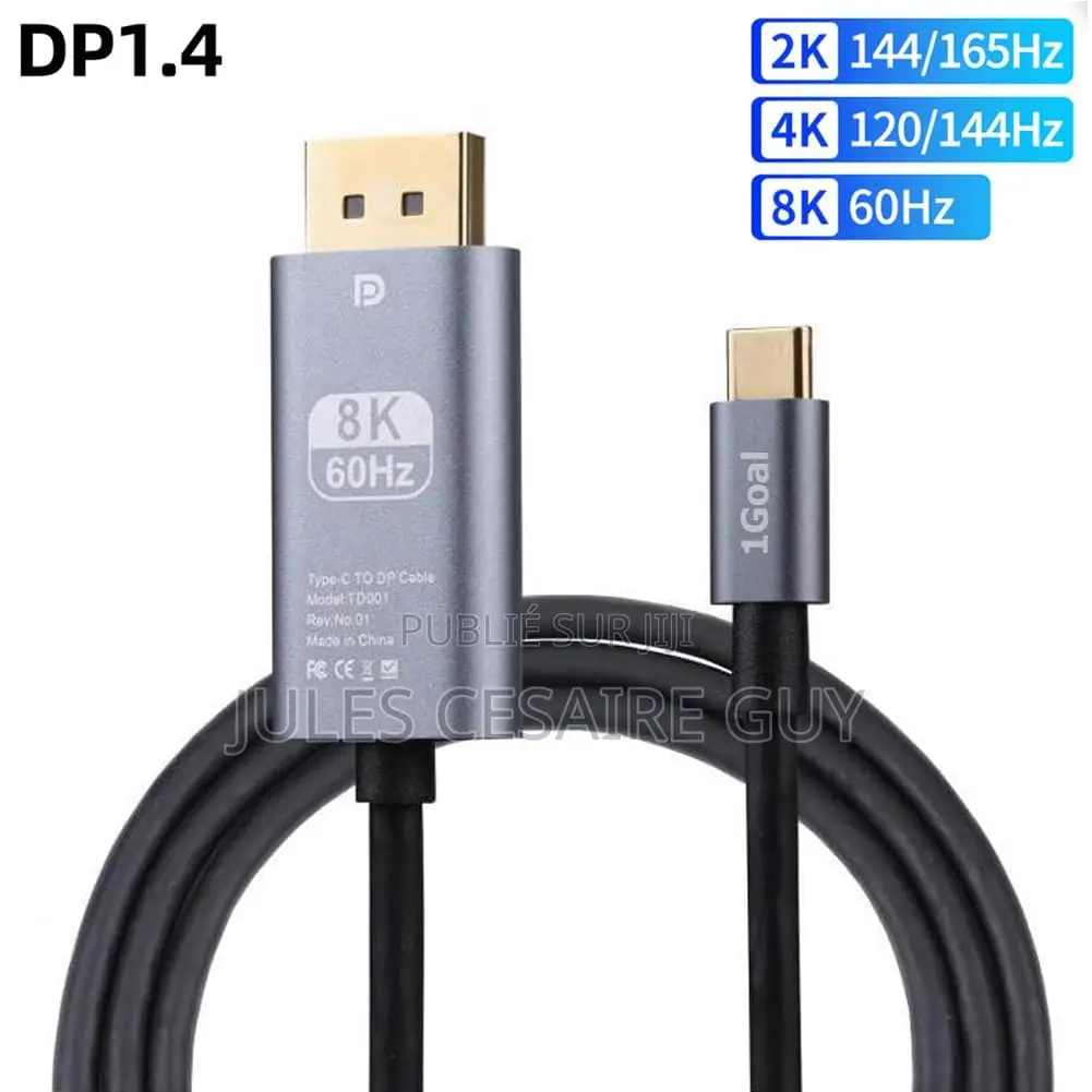 Câble Usb-C Vers Displayport 1.4 , Adaptateur Usb Type-C Vers Dp 1.4