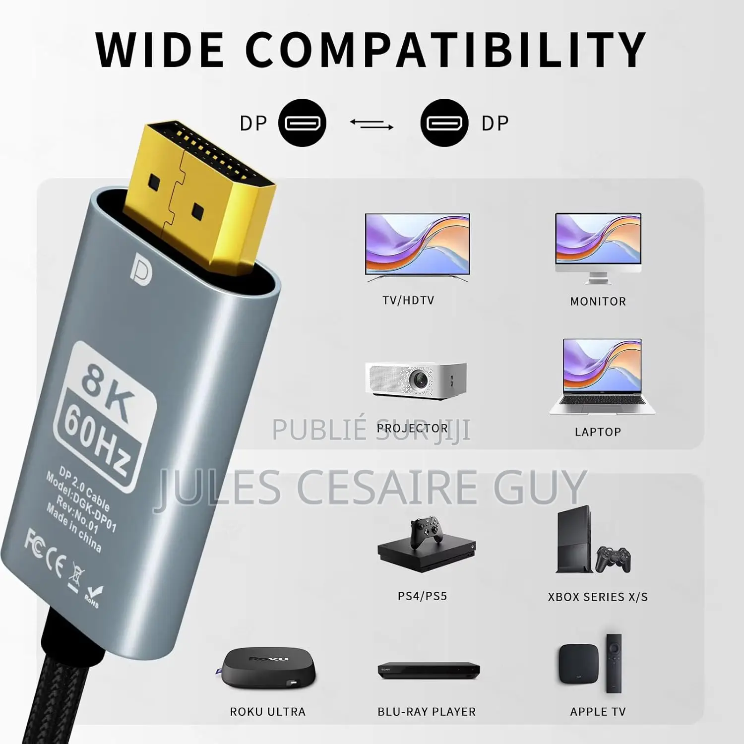 Câble Usb-C Vers Displayport 1.4 , Adaptateur Usb Type-C Vers Dp 1.4