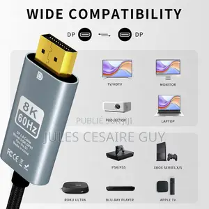 Câble Usb-C Vers Displayport 1.4 , Adaptateur Usb Type-C Vers Dp 1.4