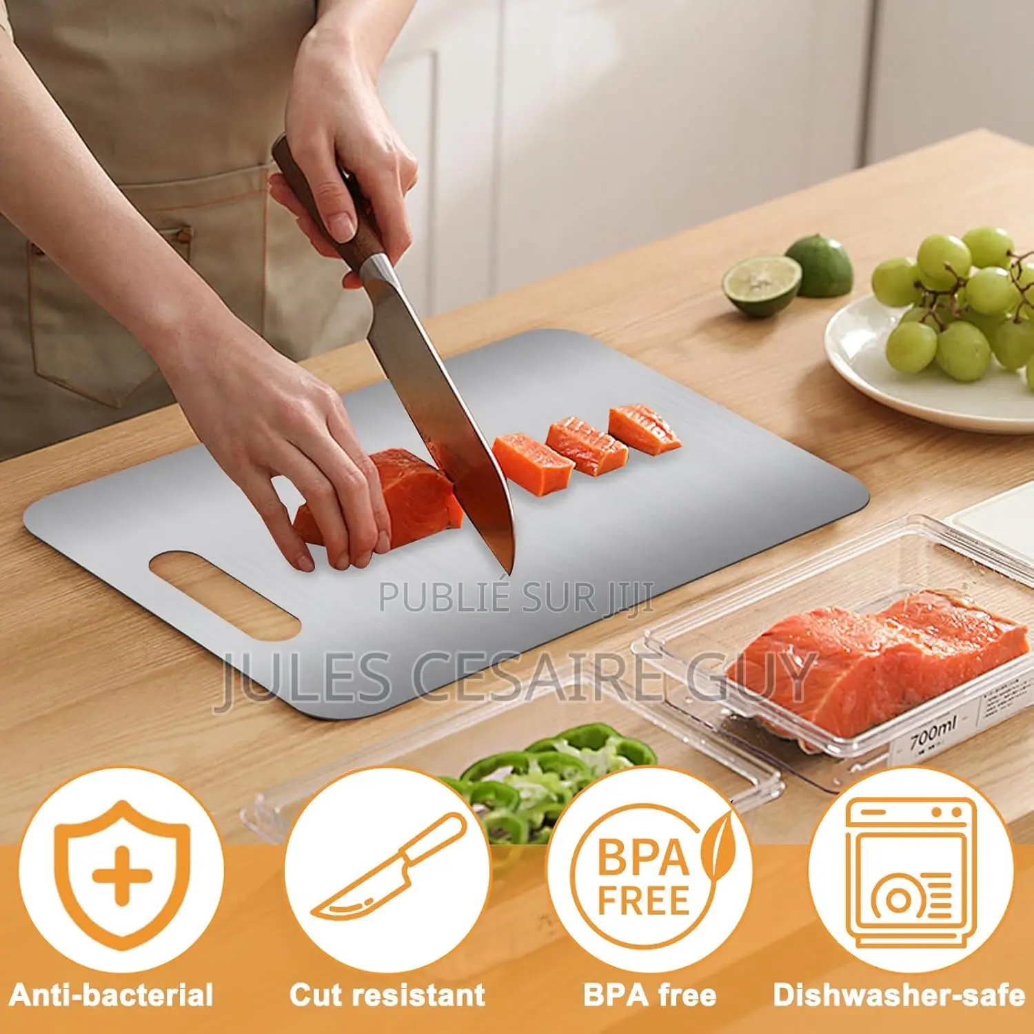 Planche À Découper en Acier Inoxydable - Sans Bpa - (29 X 20 Cm)