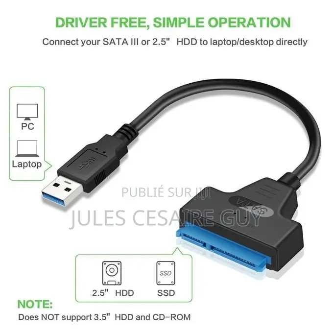 Adaptateur Usb 3.0 Vers Disques Durs SSD Sata 2,5"