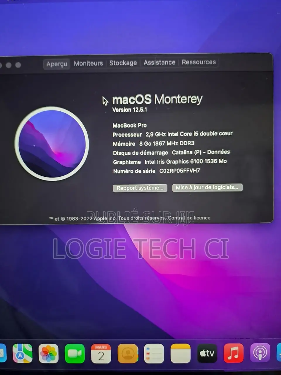 Ordinateur portable Apple MacBook 2015 8GB Intel Core i5 SSD 512GB