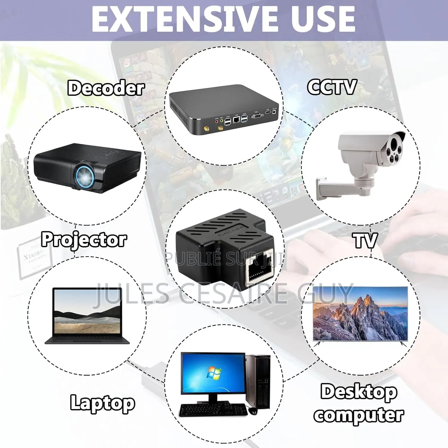 Adaptateur Répartiteur Ethernet Rj45 1x2 - Noir