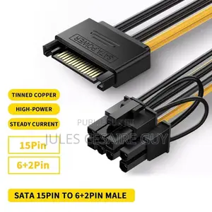 Câble d'Alimentation Sata 15 Broches Mâle Vers 8 Broches (6 + 2) Pci-E