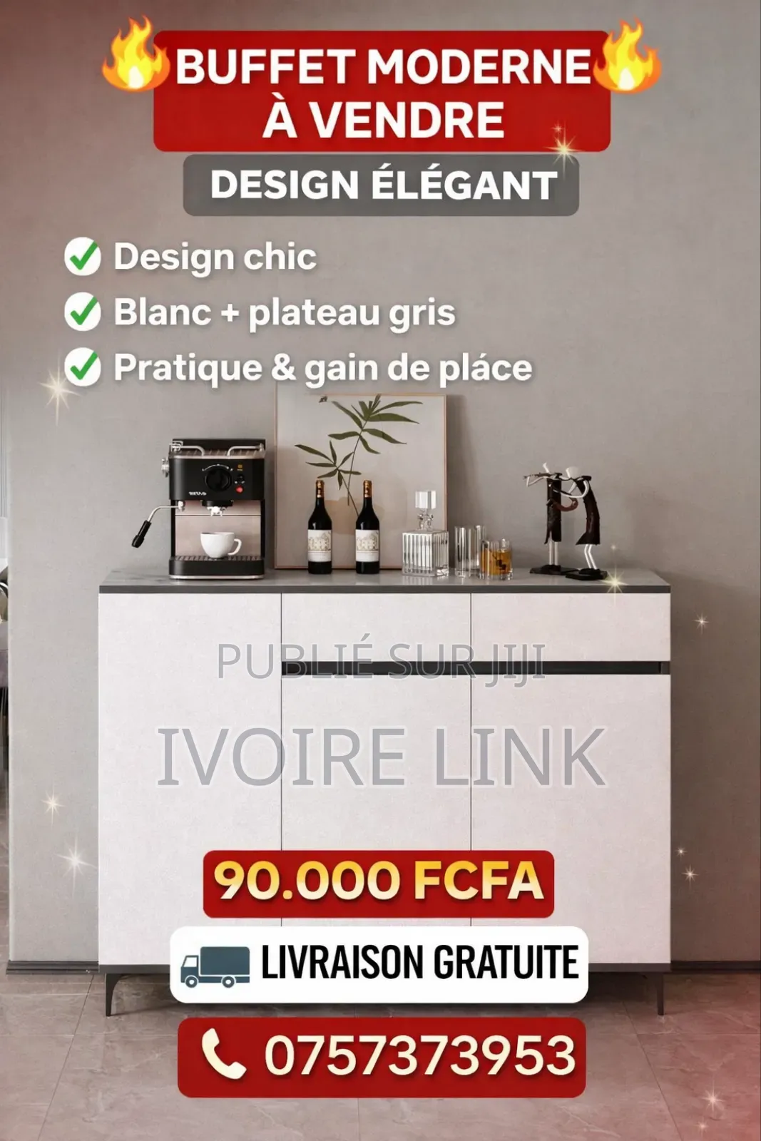 Buffet Moderne – Design Élégant. Livraison Gratuite