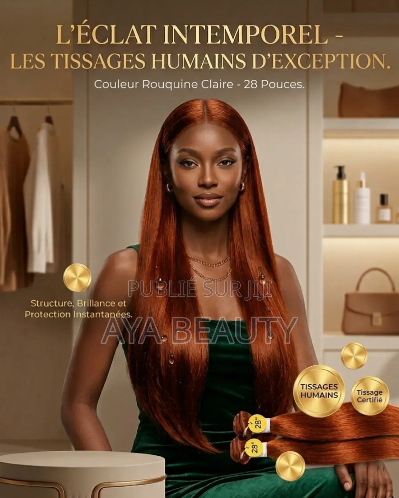 Tissage Humain Avec Closure L28 Avec Closure Couleur Roux