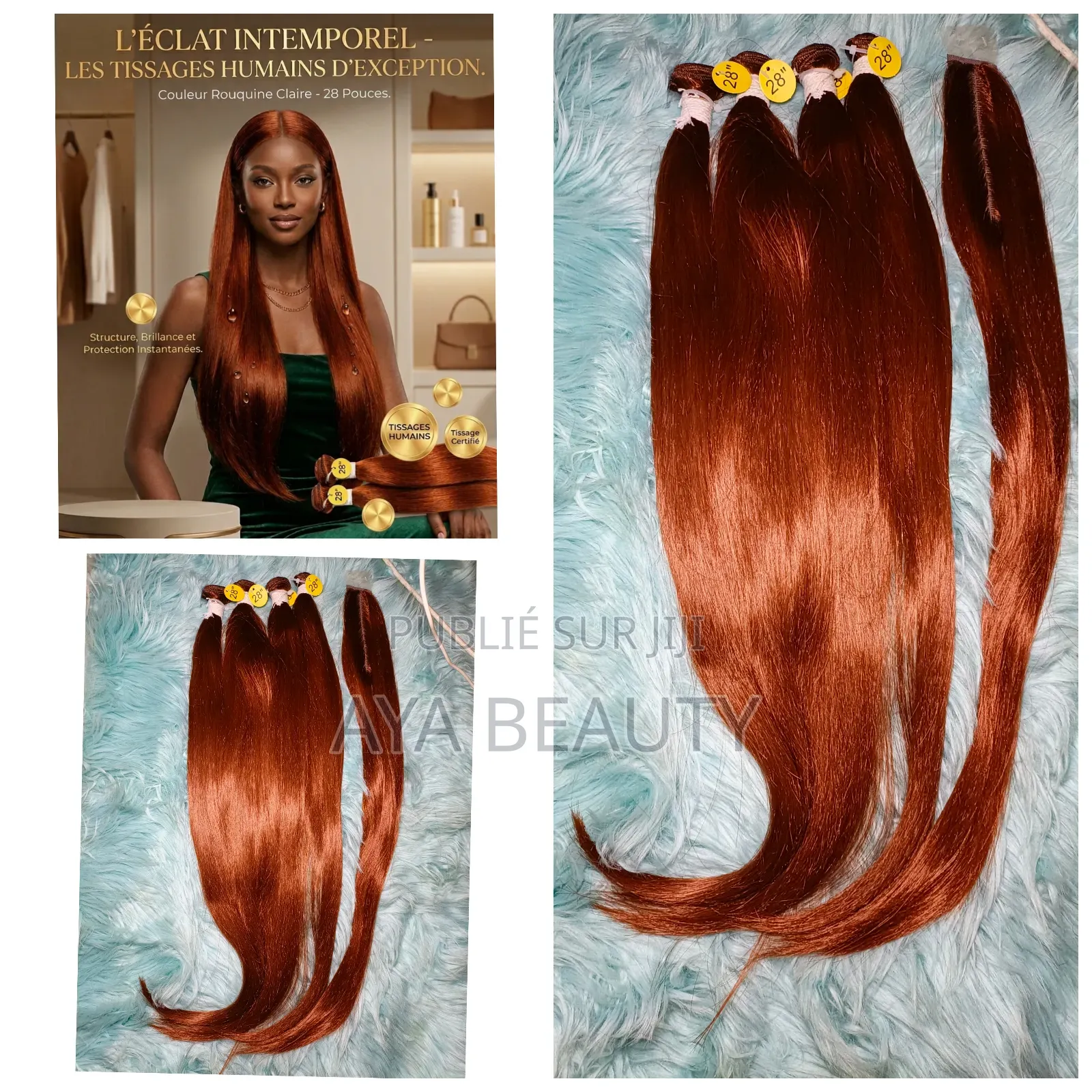 Tissage Humain Avec Closure L28 Avec Closure Couleur Roux