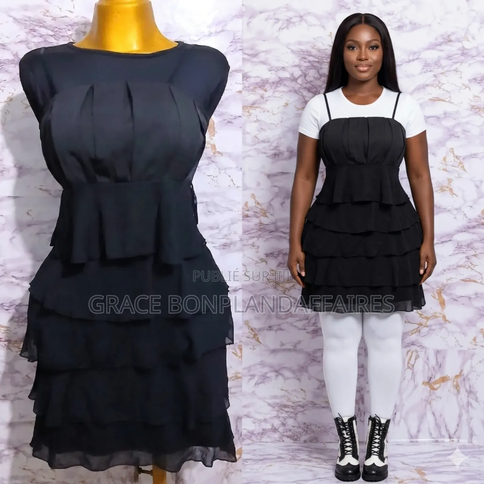 Mini-Robe Noire Volante Femme. Solde : 1500fcfa