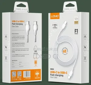 Câble De Charge Rapide Lc122-C : 2 M, 65 W Type-C Vers Type-C