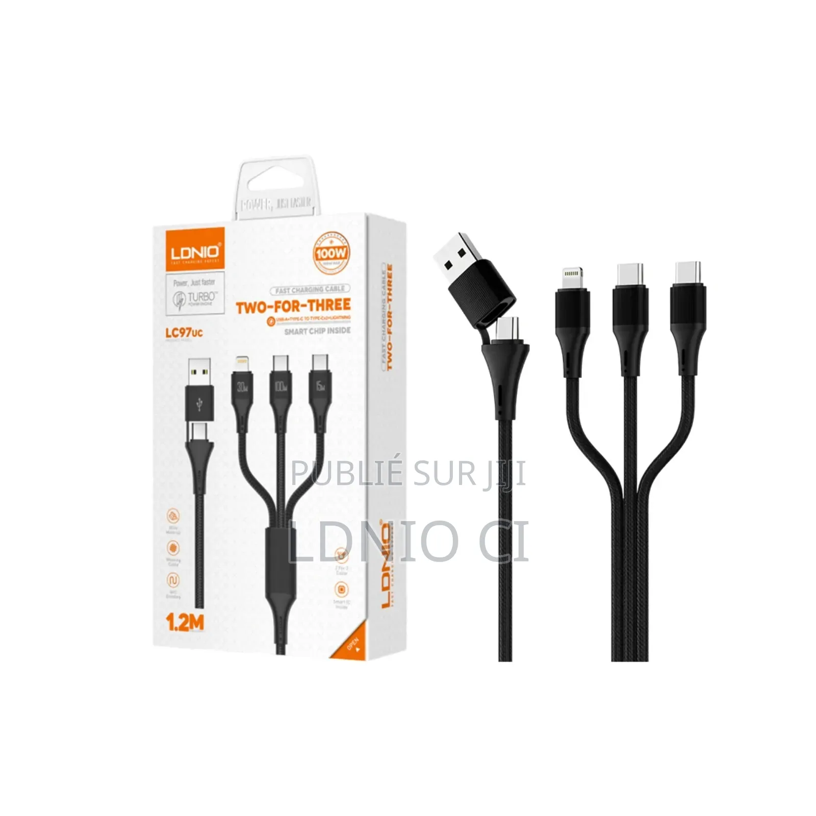 Câble De Charge Rapide Lc97uc, Câble À Charge Rapide 100 W 2 en 3