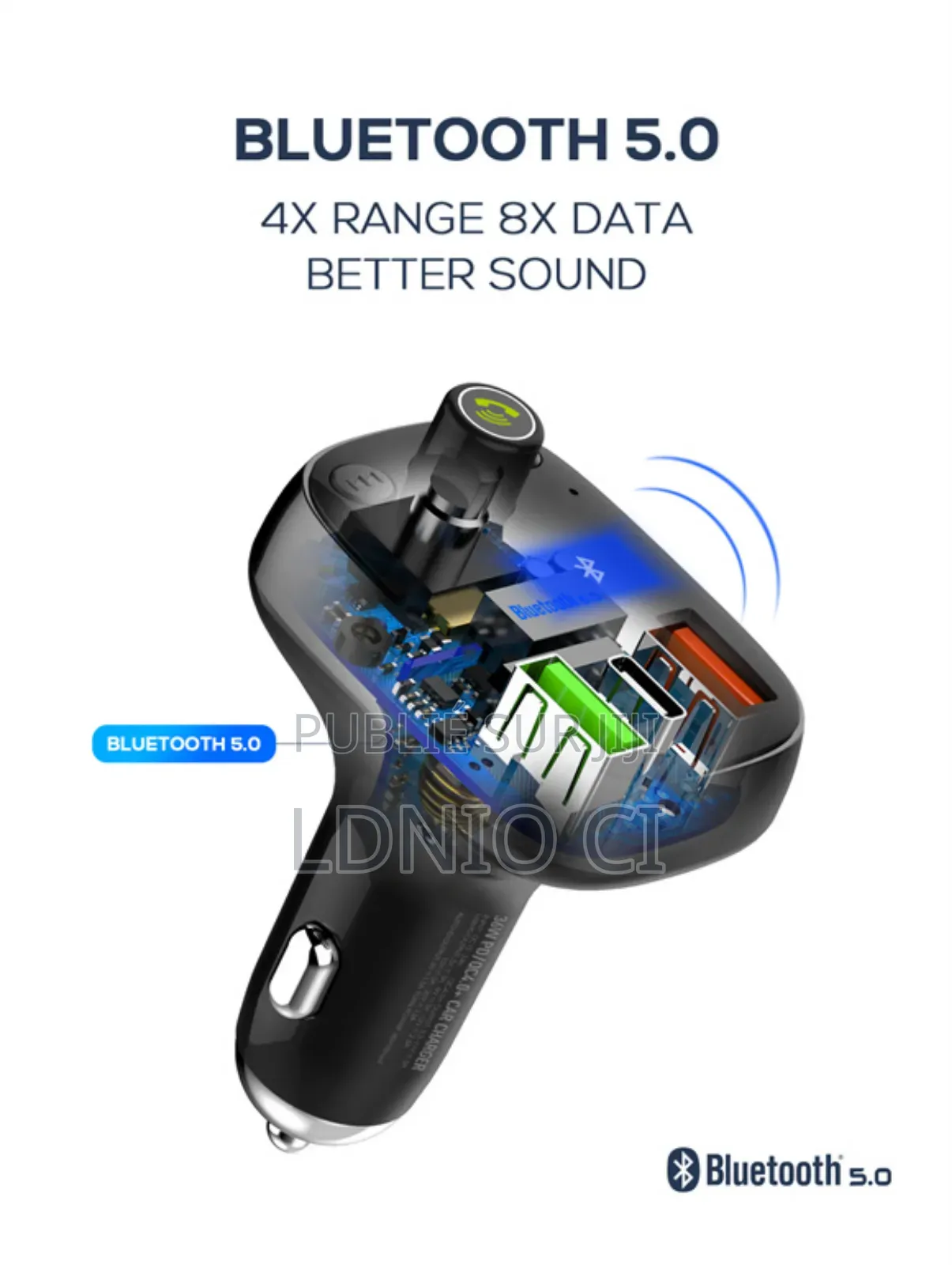 Chargeur De Voiture 30 W Avec Lecteur Bluetooth 5.0 C704q