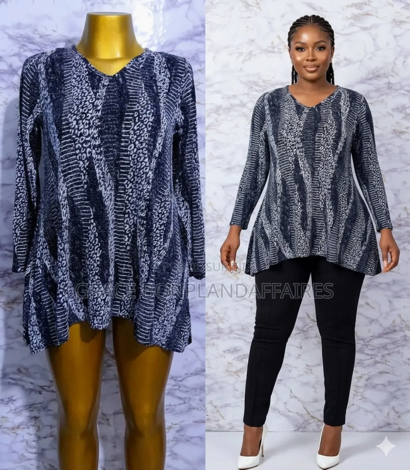Haut Élégante Pour Femme-Motif Imprimé. Solde : 1500fcfa
