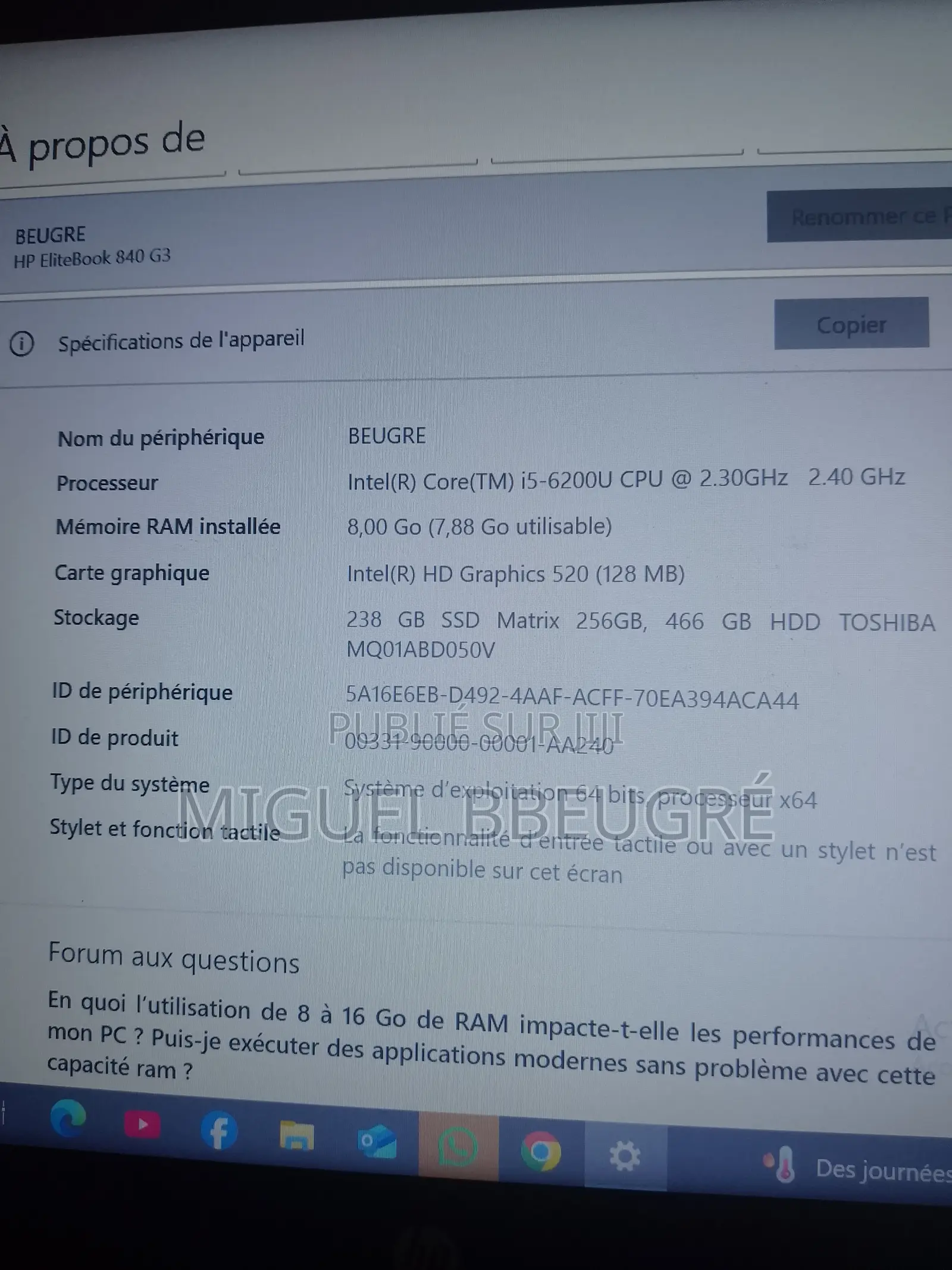 Nouveau HP EliteBook 840 G3 8GB Intel Core i5 HDD 500GB