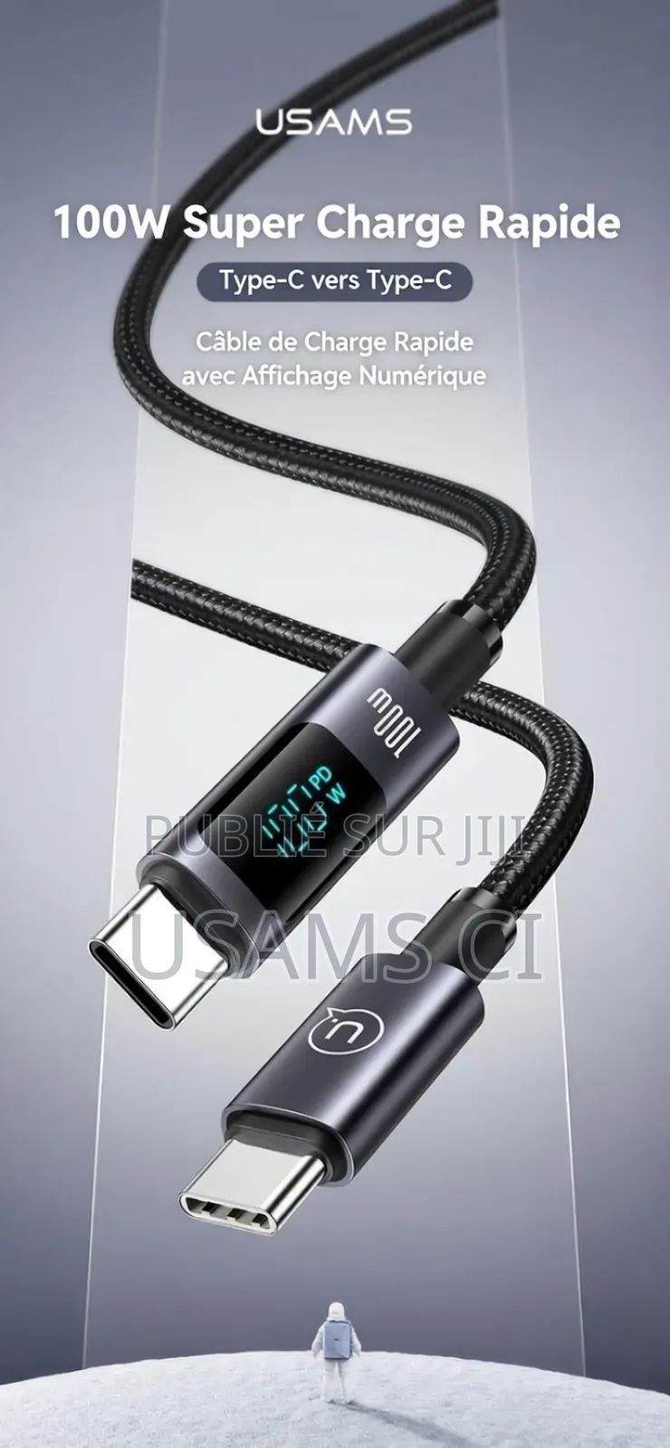Câble De Charge Rapide Et De Transfert De Données Us-Sj671 Usb-C