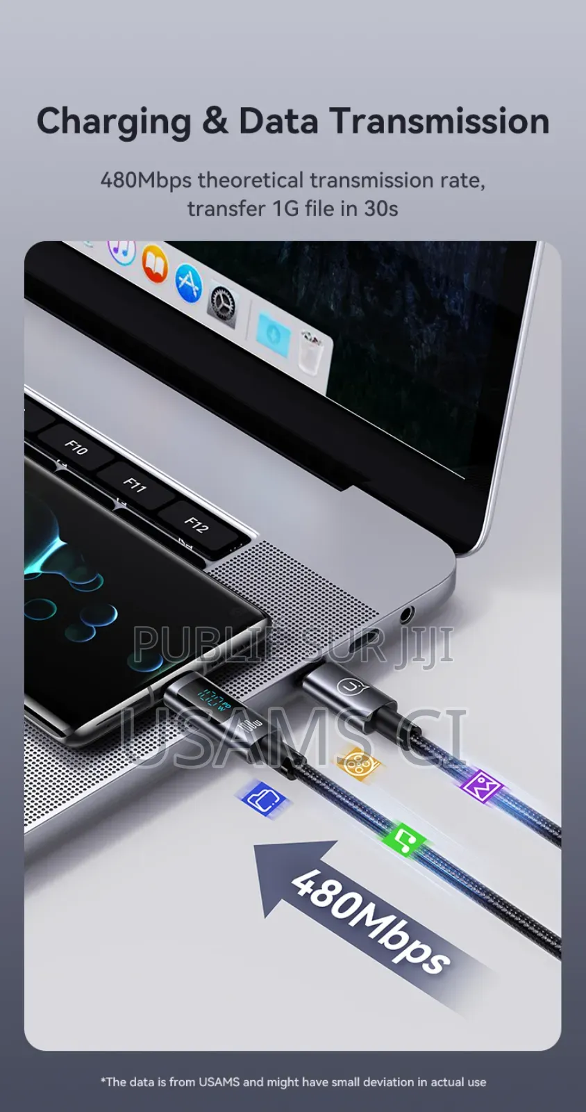 Câble De Charge Rapide Et De Transfert De Données Us-Sj671 Usb-C