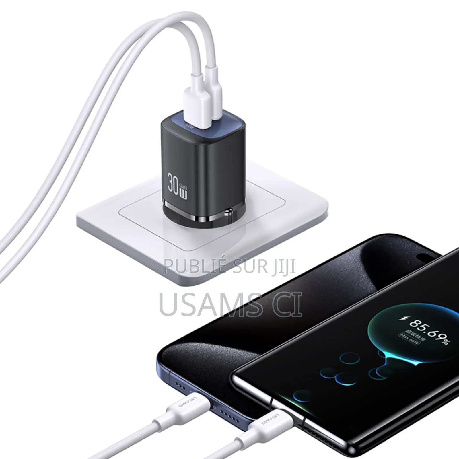 Chargeur Rapide Gan Double Port Ca+Ca Cc254 30 W (Ue) – Série Hc