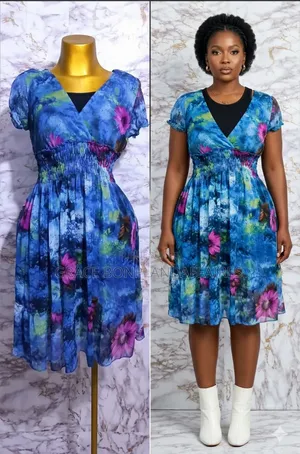Robe Bleu Fleurie. Solde : 1500fcfa