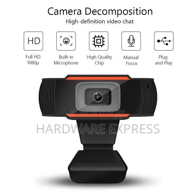 Caméra Web Usb Full Hd 1080p Avec Microphone – Noir Orange