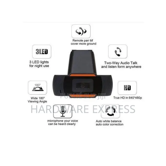 Caméra Web Usb Full Hd 1080p Avec Microphone – Noir Orange