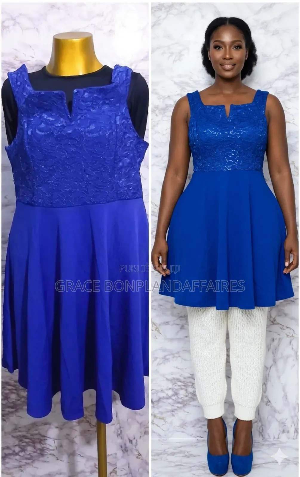 Robe Courte Bleu Élégante Pour Femme. Solde : 1500fcfa