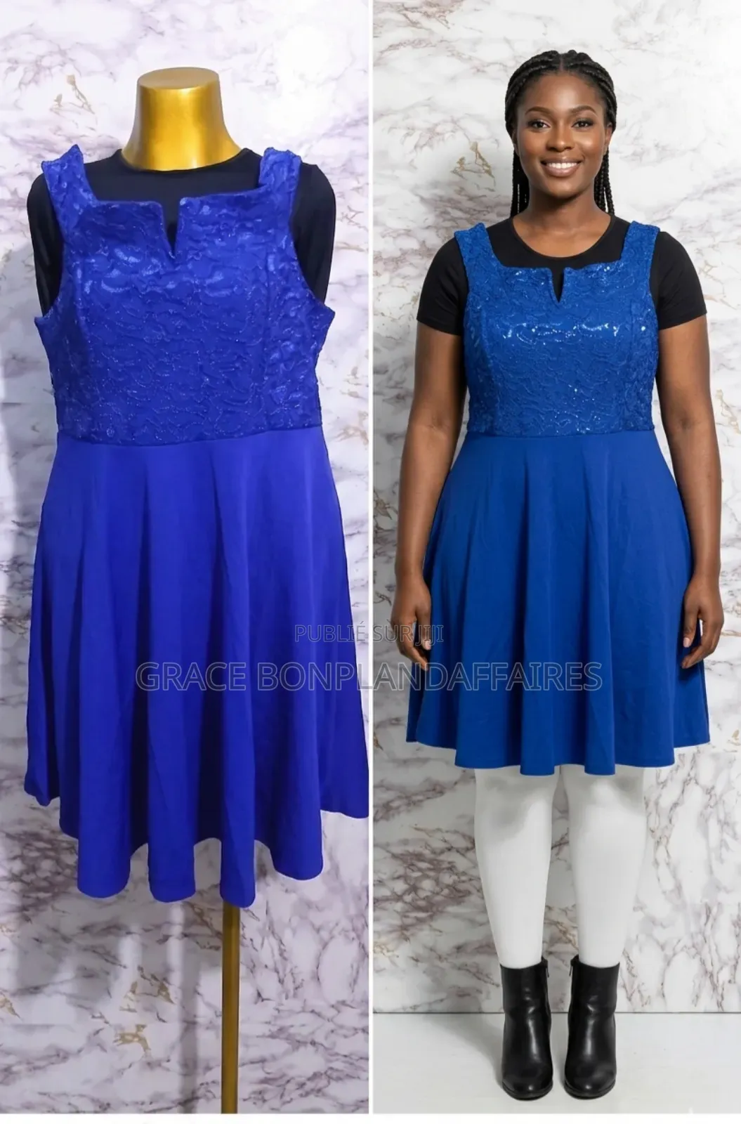 Robe Courte Bleu Élégante Pour Femme. Solde : 1500fcfa