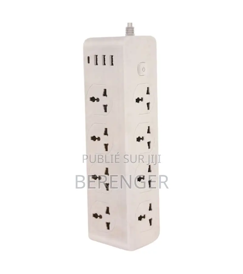 Multiprises 3000w/Rallonge - Prises 8 Ports