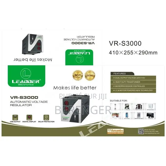 Stabilisateur Régulateur De Tension Numérique 3000va (Vr-S3000)