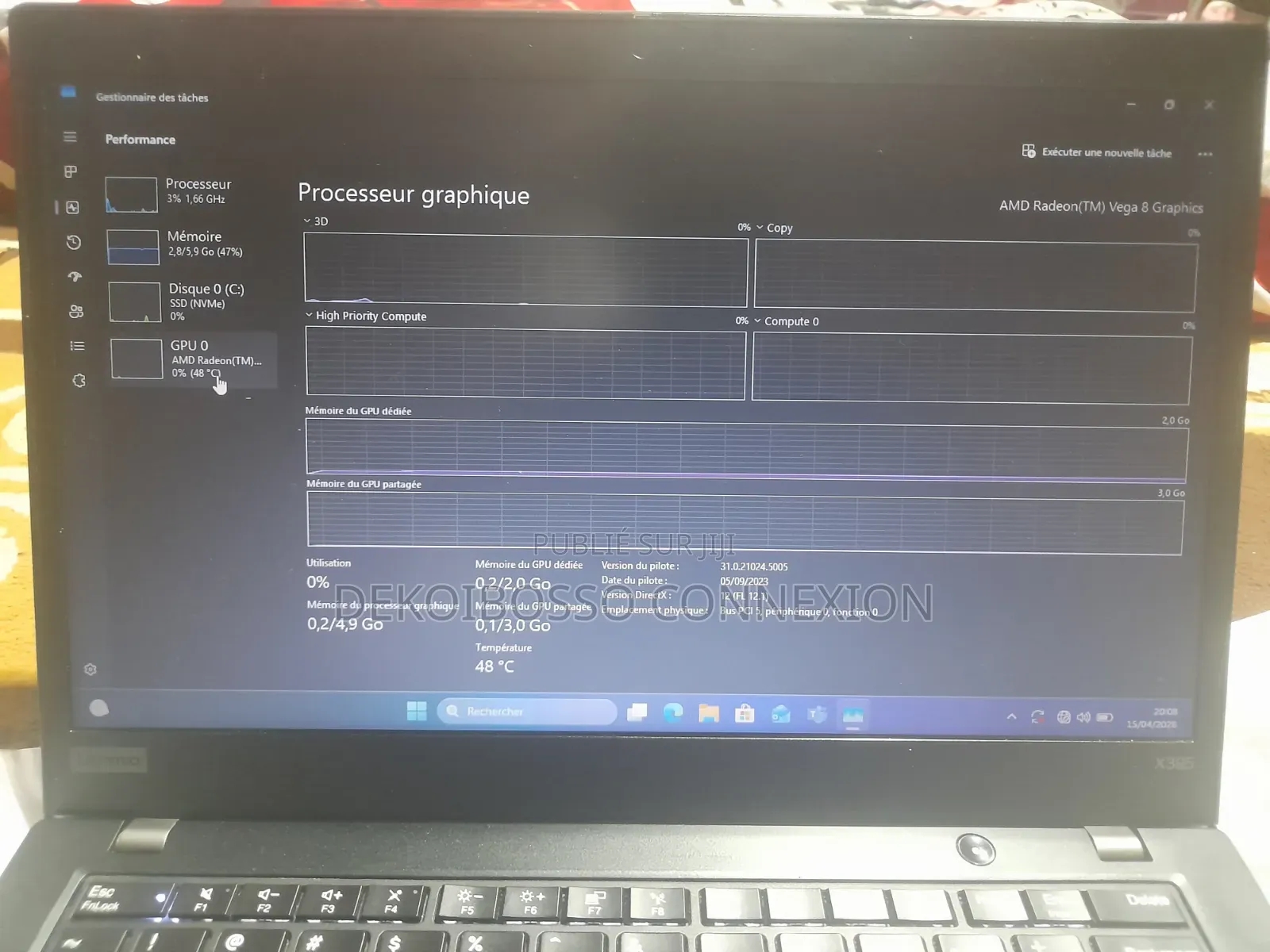 Ordinateur portable Lenovo ThinkPad X395 8GB AMD Ryzen 5 SSD 256GB