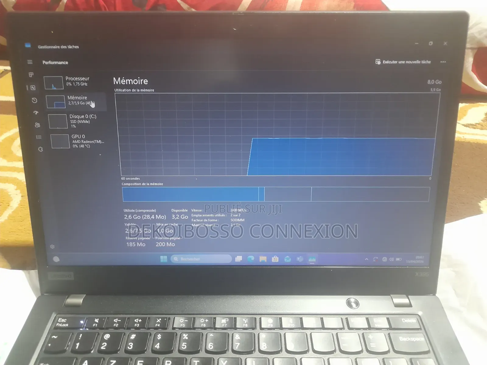 Ordinateur portable Lenovo ThinkPad X395 8GB AMD Ryzen 5 SSD 256GB