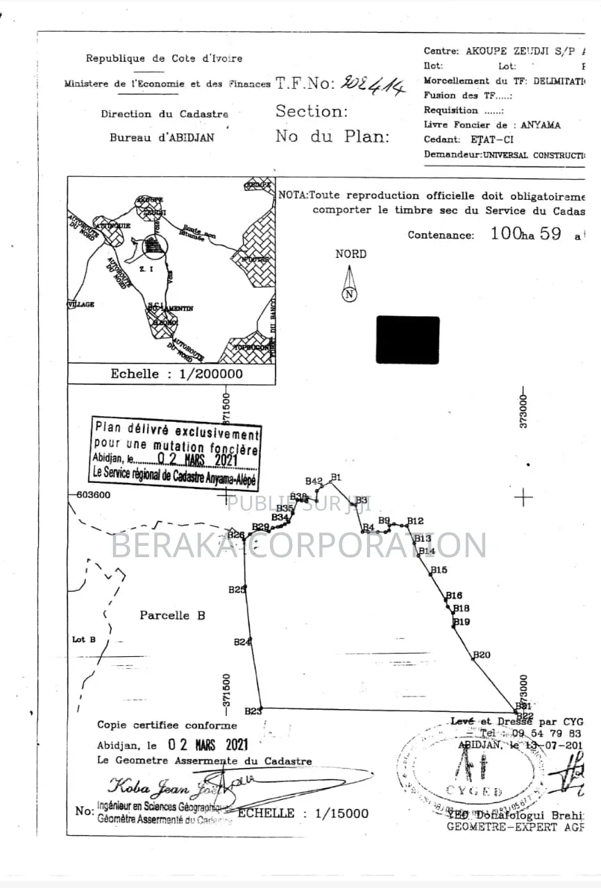 Superficie : 100h 5901m2 Document : Acd en Bordure De Voie Y4