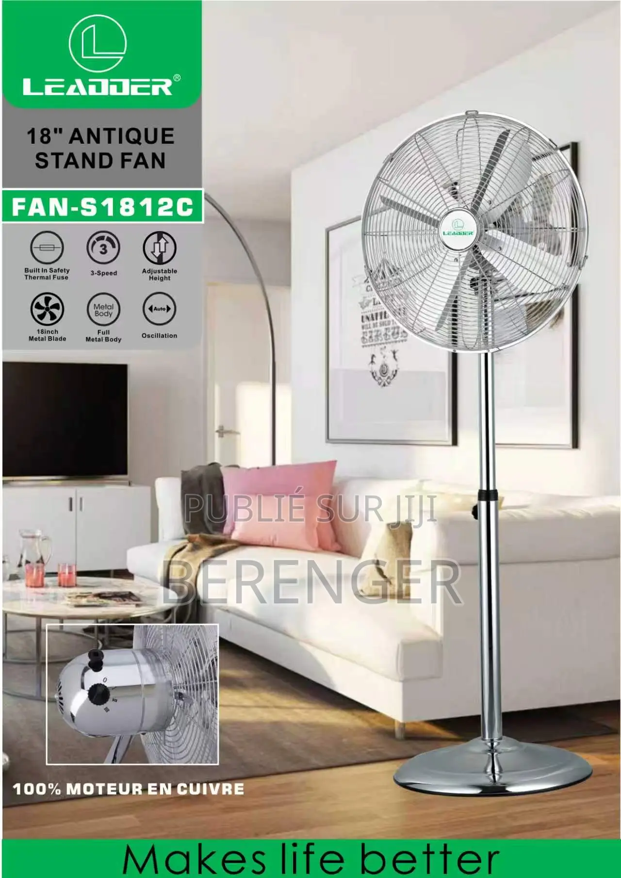 Ventilateur Sur Pied Antique 18" Fan-S1812c